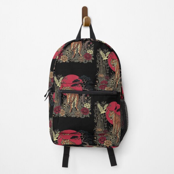 Item preview, Vintage Tiger Under Red Moon Japanese Botanical Nature designed and sold by nojany.