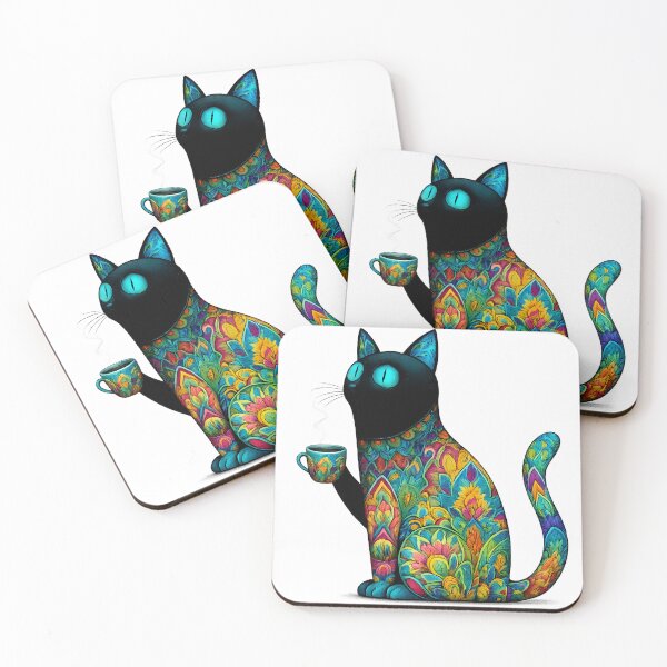 Item preview, Cat with Coffee – Funny Coffee Lover Kitty Illustration designed and sold by GGAUL.