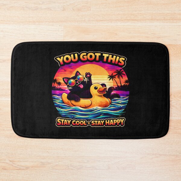Item preview, Stay Cool Stay Happy – Funny and Cute Retro Cat Summer Vacation Design designed and sold by BlumeArt.