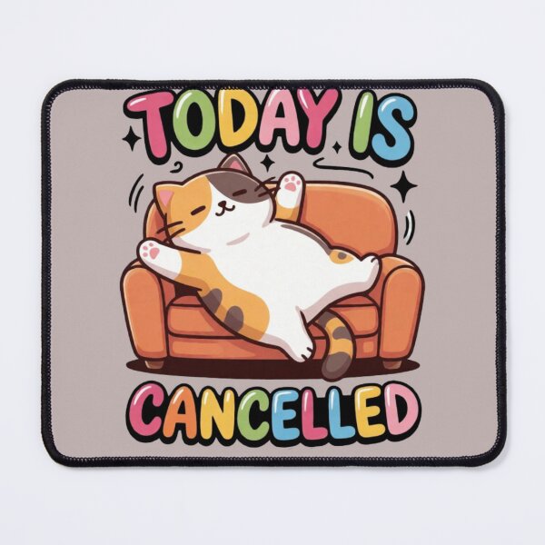 Item preview, Today Is Cancelled Lazy Cat Couch Cute Pastel Cartoon designed and sold by Golden_Pixel_Paper.