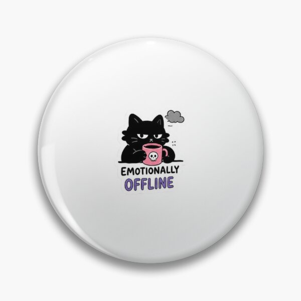 Item preview, Emotionally Offline | Funny Grumpy Black Cat Gen Z Meme Design designed and sold by DripKick.
