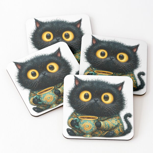 Item preview,  Cat with Coffee – Funny Coffee Lover Kitty Illustration designed and sold by GGAUL.