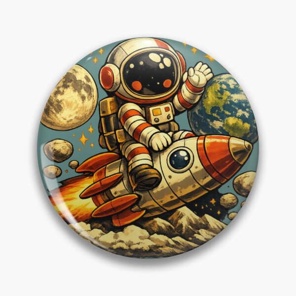 Item preview, Retro Cute Astronaut Riding Rocket designed and sold by radiogalaxy.