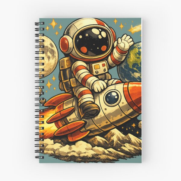 Item preview, Retro Cute Astronaut Riding Rocket designed and sold by radiogalaxy.