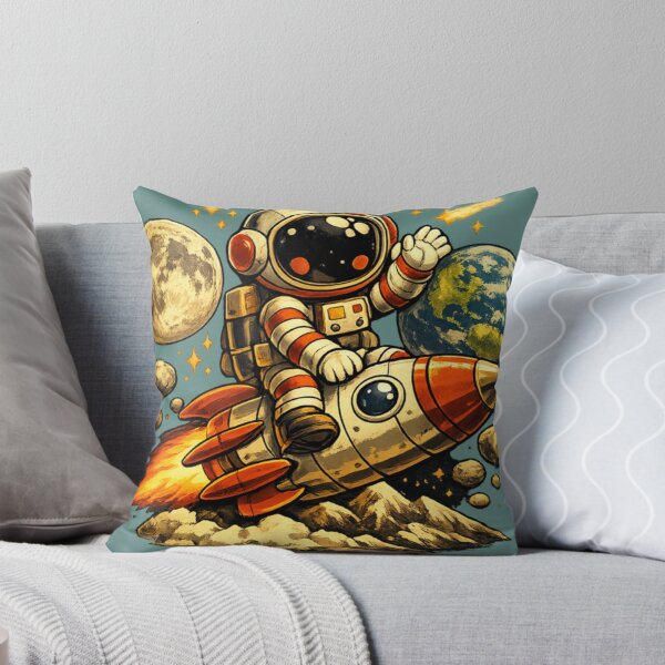 Item preview, Retro Cute Astronaut Riding Rocket designed and sold by radiogalaxy.