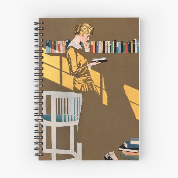 Item preview, Reading by the bookshelf (Fadeaway girl) - Vintage Reading Room Illustration Woman Wall Art for Book Lovers designed and sold by RickE.