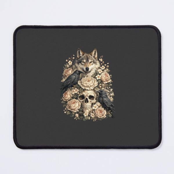 Item preview, Mystic Wolf, Ravens & Skull Floral Sticker designed and sold by EduardTT.