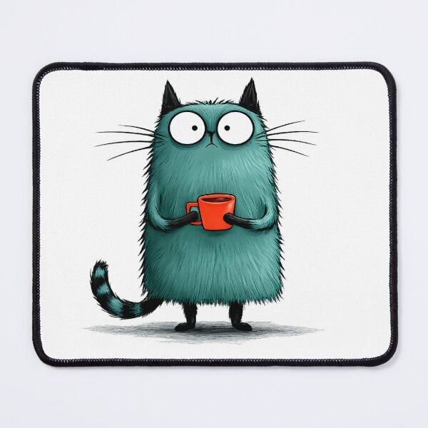 Item preview, Cat with Coffee – Funny Coffee Lover Kitty Illustration designed and sold by GGAUL.