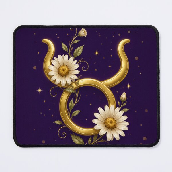 Item preview, Taurus Zodiac Daisy Emblem | Golden Astrology Symbol on Royal Purple Floral Art designed and sold by MysticPurpleHue.