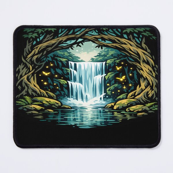 Item preview, Enchanted Waterfall Forest T-Shirt | Magical Nature Fantasy Artwork designed and sold by RizRay.