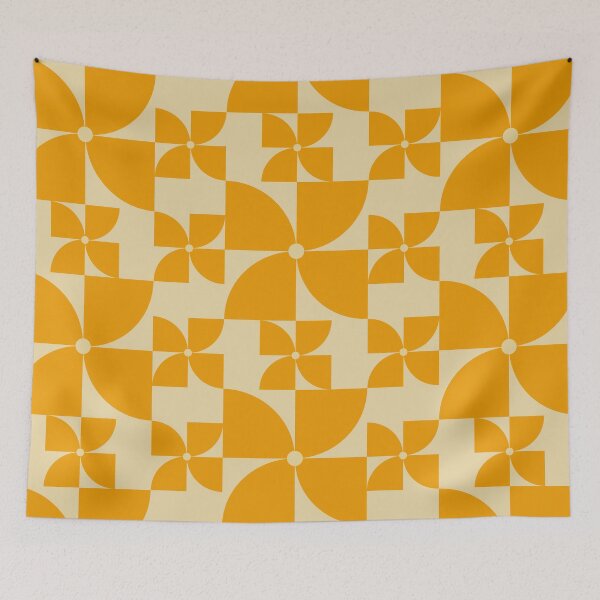 Item preview, Mid Century yellow floral Design E9  designed and sold by StefanStudioArt.