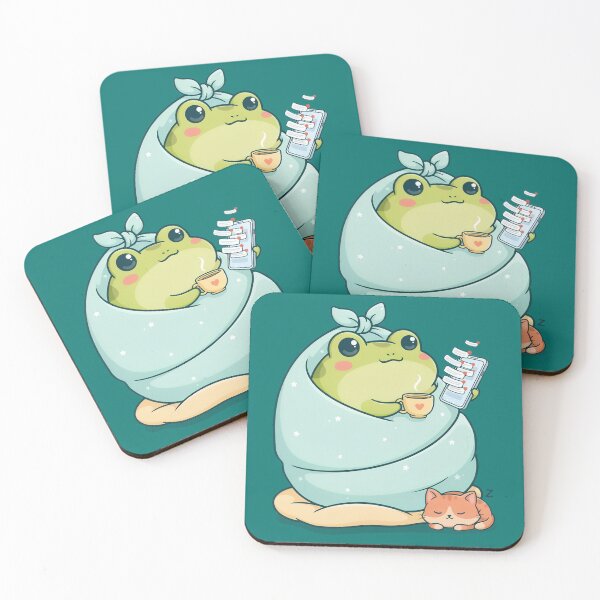 Item preview, Cozy Blanket Frog | Cute Morning Frog with Coffee & Cat designed and sold by PatsiRose.