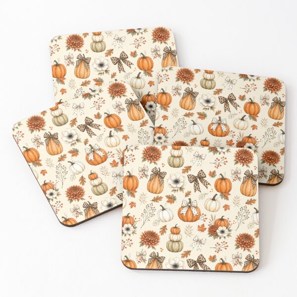 Item preview, Vintage Autumn Pumpkin Floral Pattern with Bows designed and sold by madtoyman.