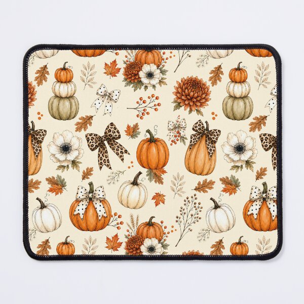 Item preview, Vintage Autumn Pumpkin Floral Pattern with Bows designed and sold by madtoyman.