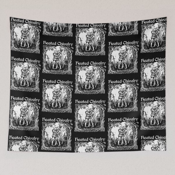 Item preview, Heated Chivalry Medieval Knights Embrace Gothic Woodcut designed and sold by nojany.