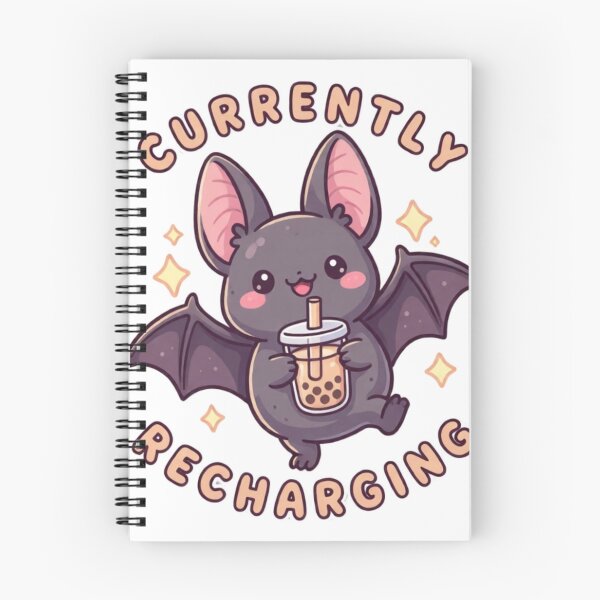 Item preview, Currently Recharging Cute Bat Drinking Boba Tea designed and sold by Golden_Pixel_Paper.