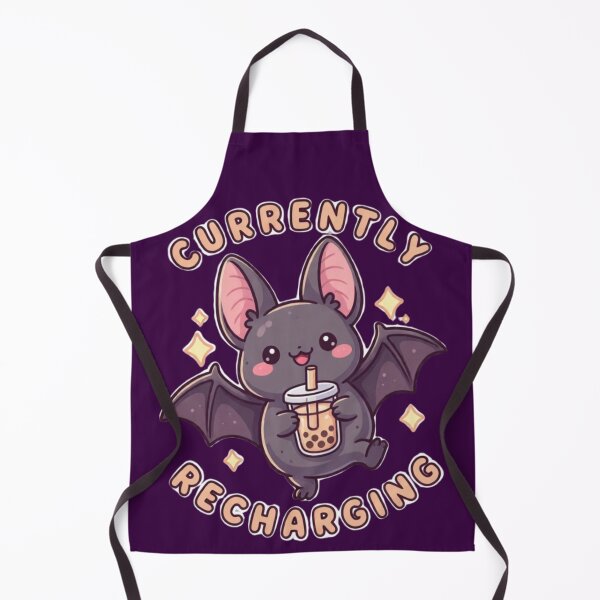 Item preview, Currently Recharging Cute Bat Drinking Boba Tea designed and sold by Golden_Pixel_Paper.