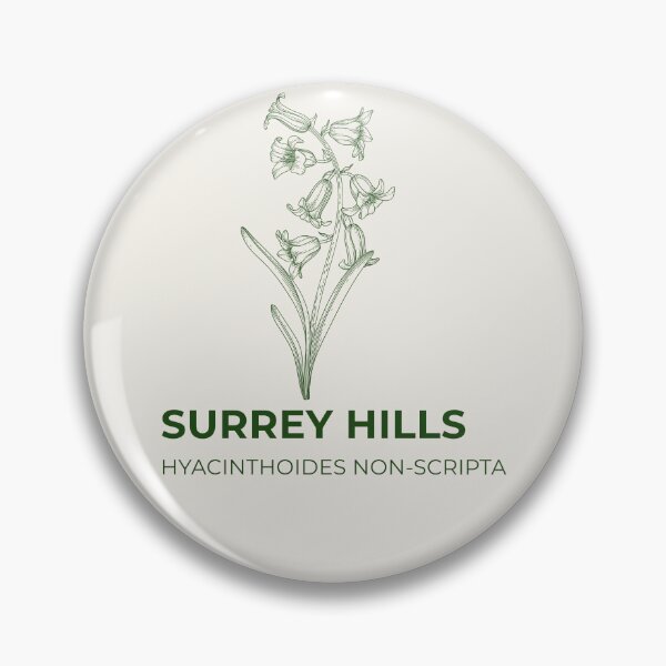 Item preview, The Surrey Hills Wanderer Bluebell Flower Vintage Hand Drawn Badge designed and sold by Digital-Thought.