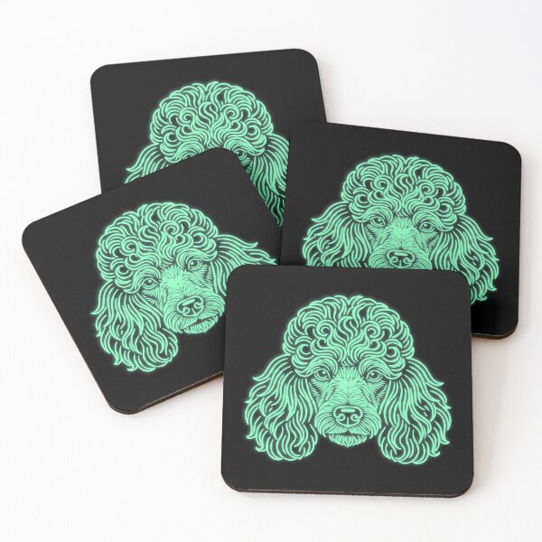 Item preview, Poodle cyberpunk Line Art Modern Mint Glow Dog Portrait designed and sold by Pfotenfaden.