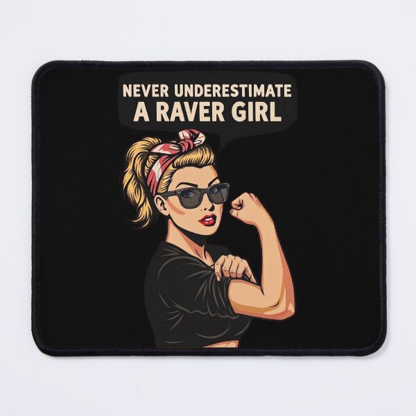 Item preview, Never Underestimate A Rave Girl Techno Festival designed and sold by SPAZE-Typo.