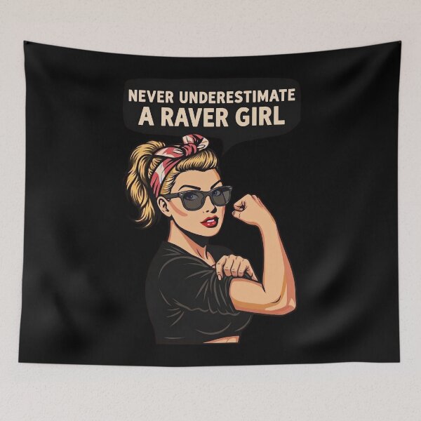 Item preview, Never Underestimate A Rave Girl Techno Festival designed and sold by SPAZE-Typo.