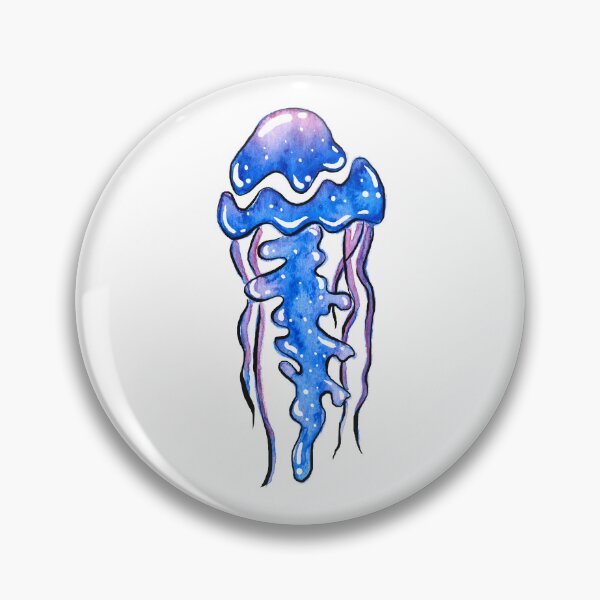 Item preview, Blue underwater jellyfish watercolor art designed and sold by Deepness2023.
