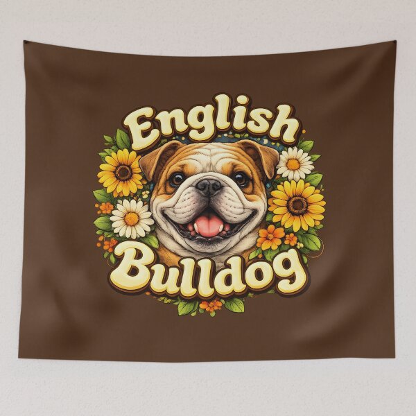 Item preview, Happy English Bulldog Floral Portrait | Cute Dog Lover Design designed and sold by blankTeeShirt.