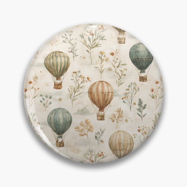 Item preview, Vintage Hot Air Balloon Botanical Pattern | Whimsical Travel Watercolor designed and sold by Bound for Wonder.