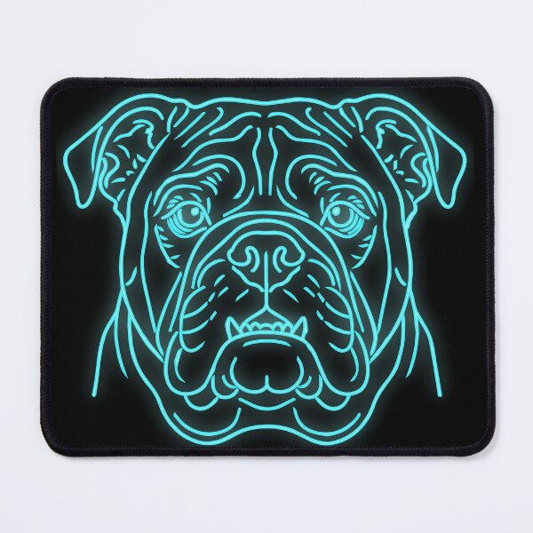 Item preview, English Bulldog cyberpunk Line Art Cyan Glow | Minimalist Dog Portrait designed and sold by Pfotenfaden.