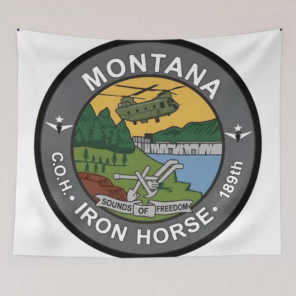 Item preview, Montana Army National Guard 189th Aviation Regiment "Iron Horse" Emblem designed and sold by CharlieDesings.