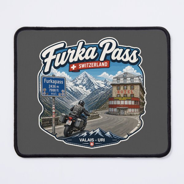Item preview, Furka Pass Switzerland Furkapass Motorcycle Cycle Sticker TShirt 04 designed and sold by OuterShellUK.