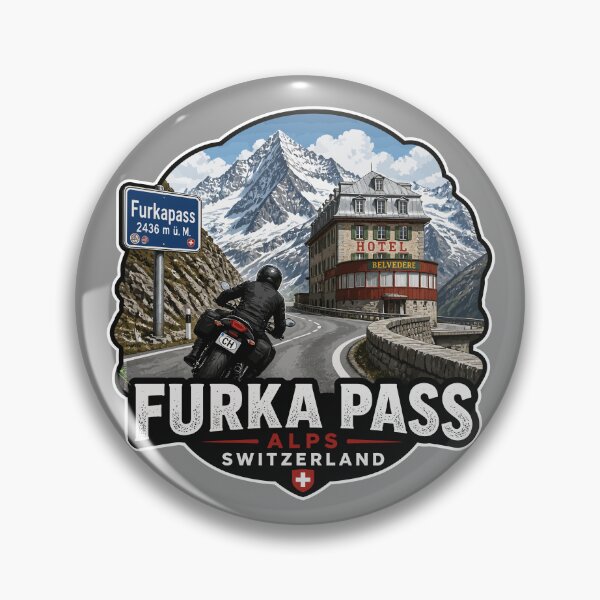 Item preview, Furka Pass Switzerland Furkapass Motorcycle Cycle Sticker TShirt 05 designed and sold by OuterShellUK.