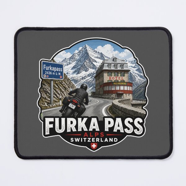 Item preview, Furka Pass Switzerland Furkapass Motorcycle Cycle Sticker TShirt 05 designed and sold by OuterShellUK.