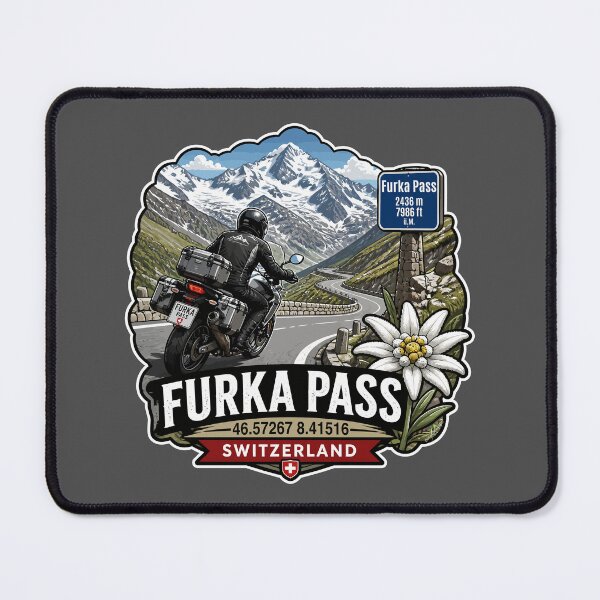 Item preview, Furka Pass Switzerland Furkapass Motorcycle Cycle Sticker TShirt 07 designed and sold by OuterShellUK.