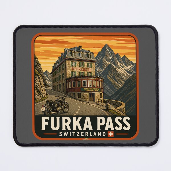 Item preview, Furka Pass Switzerland Furkapass Motorcycle Cycle Sticker TShirt 08 designed and sold by OuterShellUK.