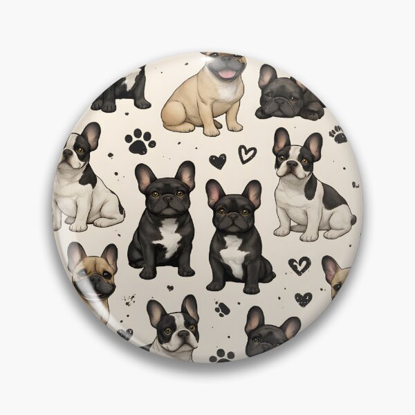Item preview, Cute French Bulldog Seamless Pattern with Hearts & Paw Prints designed and sold by blankTeeShirt.