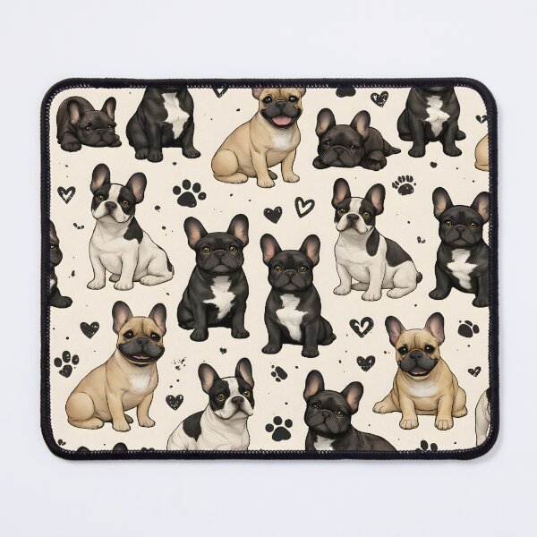 Item preview, Cute French Bulldog Seamless Pattern with Hearts & Paw Prints designed and sold by blankTeeShirt.