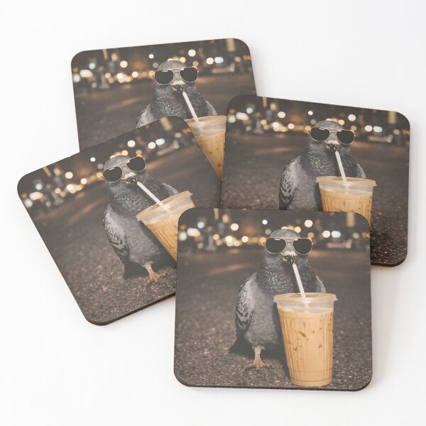 Item preview, Cool Pigeon Drinking Iced Coffee designed and sold by azule1.
