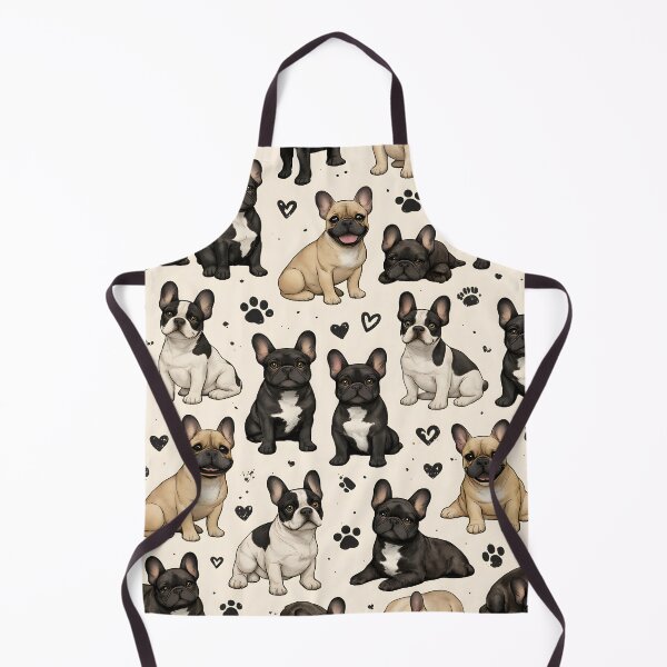 Item preview, Cute French Bulldog Seamless Pattern with Hearts & Paw Prints designed and sold by blankTeeShirt.