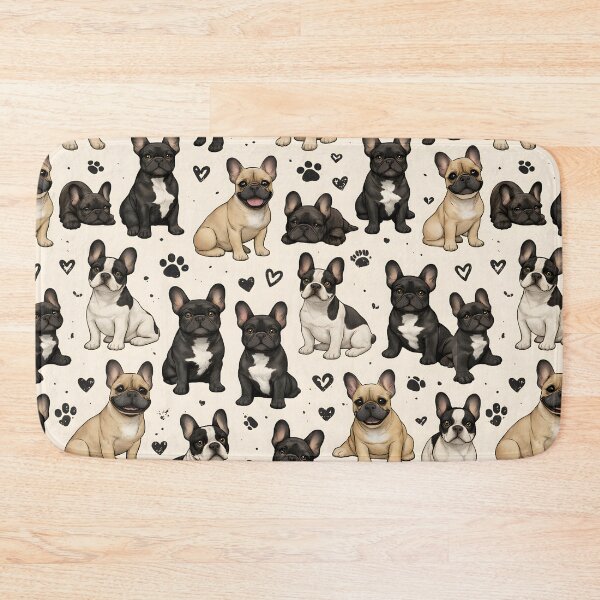 Item preview, Cute French Bulldog Seamless Pattern with Hearts & Paw Prints designed and sold by blankTeeShirt.