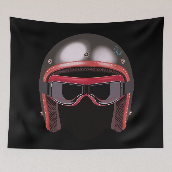 Item preview, Vintage Motorcycle Helmet Ghost Silhouette Hand Drawn Art designed and sold by Rhapsodic1290.