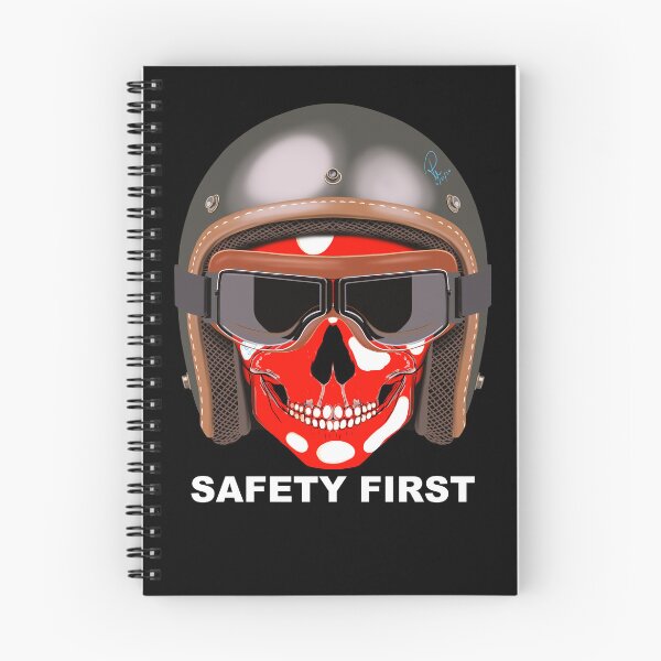 Item preview, Safety First Vintage Motorcycle Helmet Red Skull Hand Drawn Art designed and sold by Rhapsodic1290.