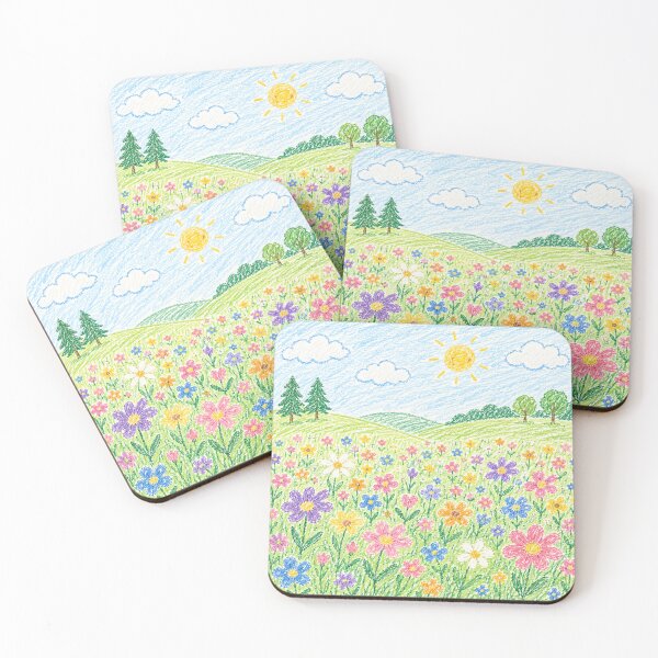Item preview, Sunny Crayon Meadow Wildflower Landscape designed and sold by 0606PM.