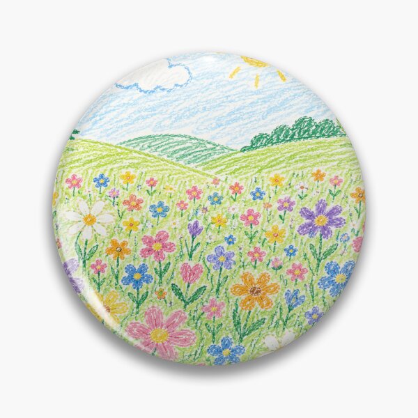 Item preview, Sunny Crayon Meadow Wildflower Landscape designed and sold by 0606PM.