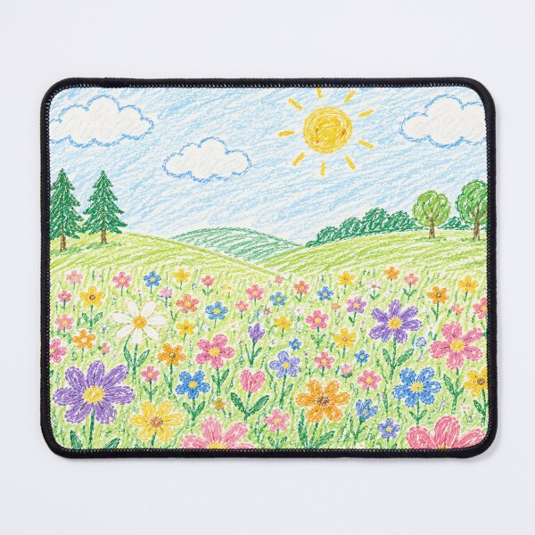 Item preview, Sunny Crayon Meadow Wildflower Landscape designed and sold by 0606PM.