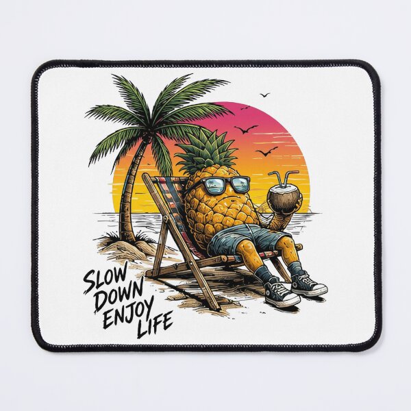 Item preview, Slow Down Enjoy Life Pineapple – Tropical Beach Sunset Vacation Graphic designed and sold by RedPixelPlus.