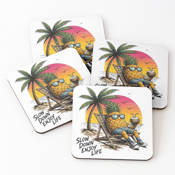 Item preview, Slow Down Enjoy Life Pineapple – Tropical Beach Sunset Vacation Graphic designed and sold by RedPixelPlus.