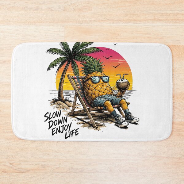 Item preview, Slow Down Enjoy Life Pineapple – Tropical Beach Sunset Vacation Graphic designed and sold by RedPixelPlus.
