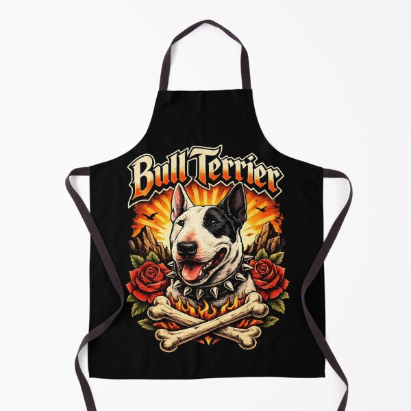 Item preview, Bull Terrier Sunset Skull & Roses – Vintage Tattoo Style Dog Illustration designed and sold by blankTeeShirt.