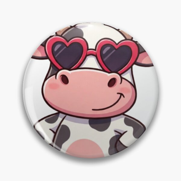 Item preview, Mooood Cute Cow Wearing Heart Sunglasses Cartoon designed and sold by Golden_Pixel_Paper.